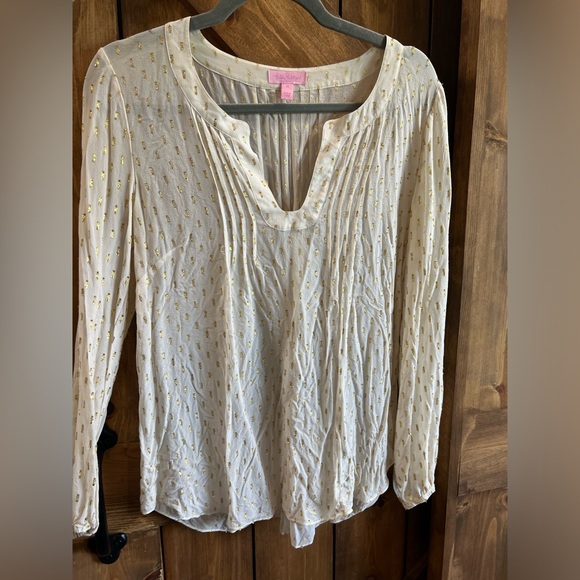 Lilly Pulitzer Tops - Lilly Pulitzer Silk Metallic Blouse